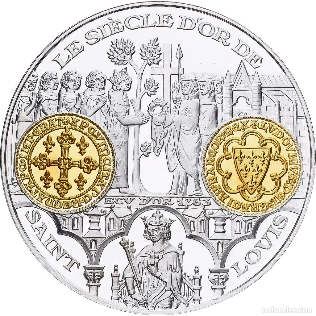 Medallas hist&oacute;ricas: [#1214135] Francia, medalla, Histoire Mon&eacute;taire, Ecu d'Or Saint Louis, Plata, FDC