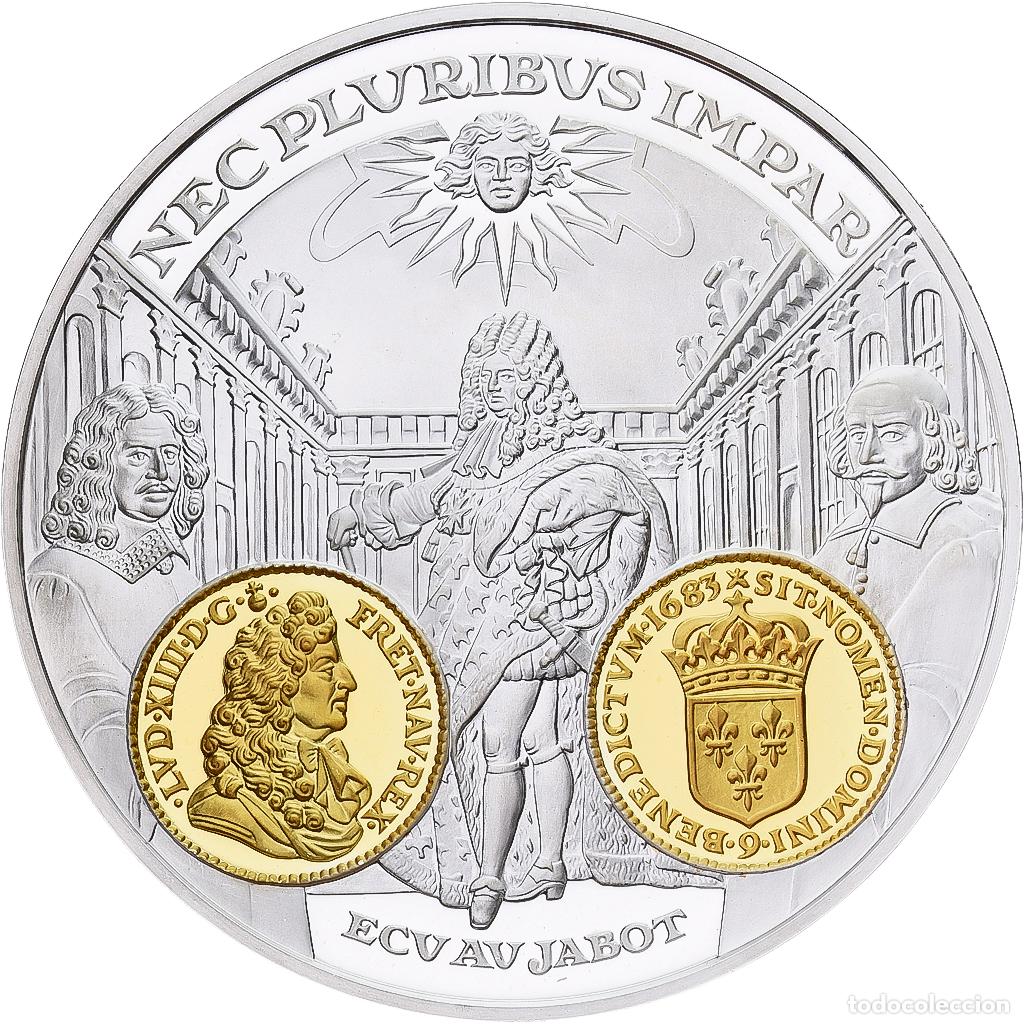 Medallas hist&oacute;ricas: [#1214136] Francia, medalla, Histoire Mon&eacute;taire, Ecu au Jabot, Louis XIV, Plata, FDC