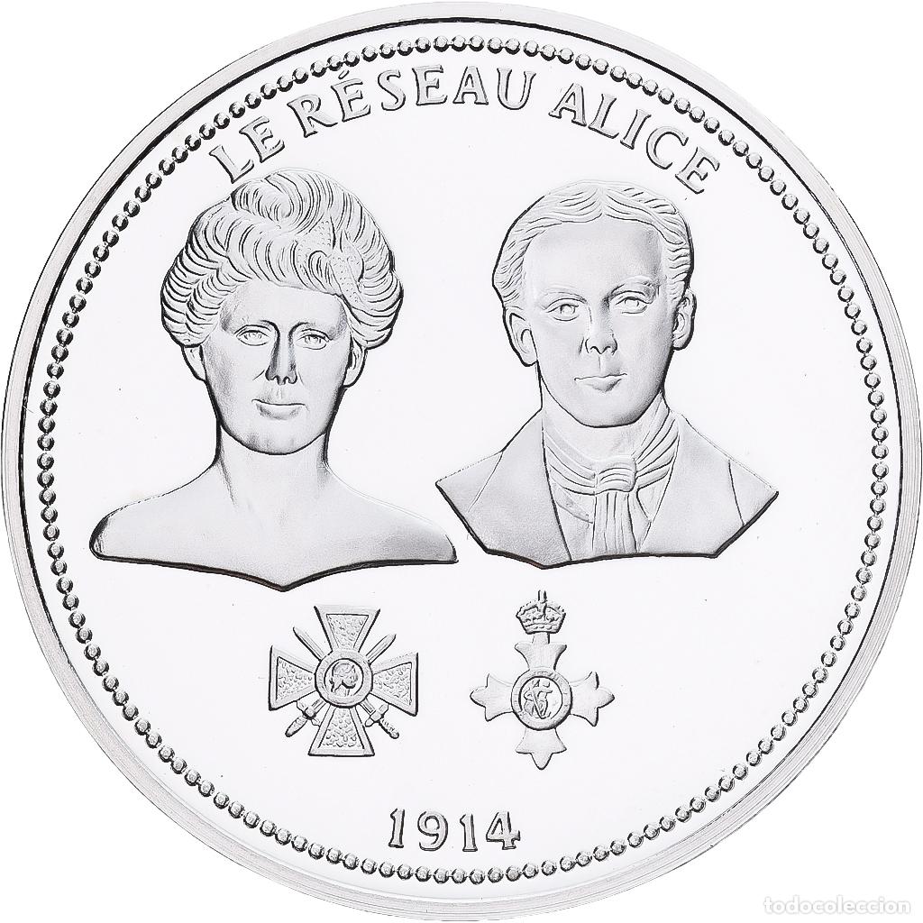 Medallas hist&oacute;ricas: [#1214178] Francia, medalla, Centenaire Premi&egrave;re Guerre Mondiale, R&eacute;seau Alice, Plata