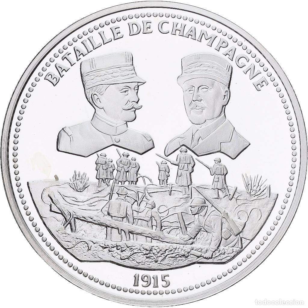 Medallas hist&oacute;ricas: [#1214180] Francia, medalla, Bataille de Champagne, Mars et septembre 1915, Plata, FDC