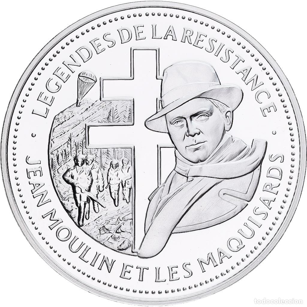 Medallas hist&oacute;ricas: [#1214192] Francia, medalla, L&eacute;gende de la R&eacute;sistance, Jean Moulin et les Maquisards