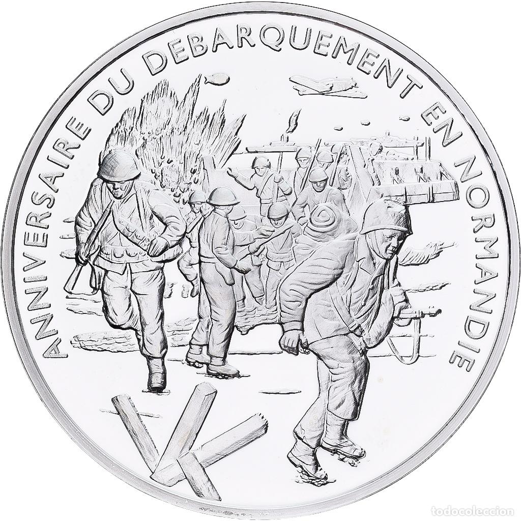 Medallas hist&oacute;ricas: [#1214159] Francia, medalla, Anniversaire du D&eacute;barquement de Normandie, Plata, FDC