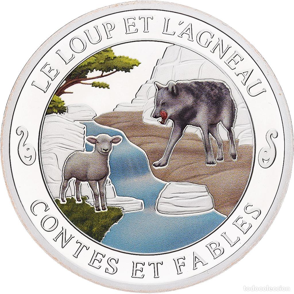 Medaglie storiche: [#1214002] Francia, medalla, Contes et Fables, Le Loup et l'Agneau, Plata, FDC