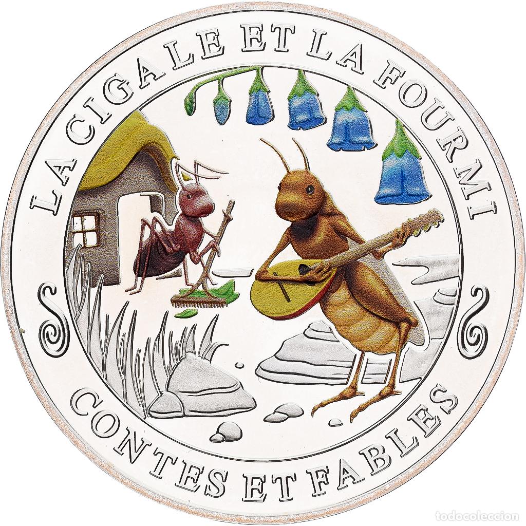 Medaglie storiche: [#1214001] Francia, medalla, Contes et Fables, La Cigale et la Fourmi, Plata, FDC