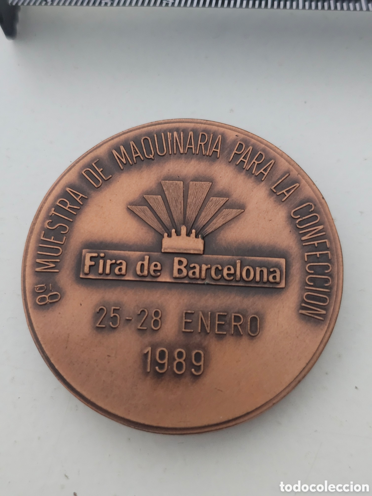 Medallas hist&oacute;ricas: Medalla de cobre Feria 8&ordf; muestra Maquinaria confecci&oacute;n 1989 Fira Barcelona
