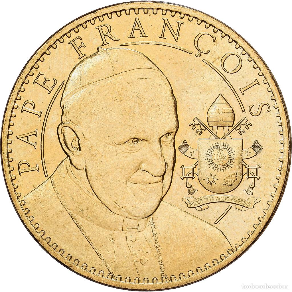 Medallas hist&oacute;ricas: [#1214278] Francia, zeton, 65/ Lourdes - Pape Fran&ccedil;ois, 2016, Aluminio y cupron&iacute;quel