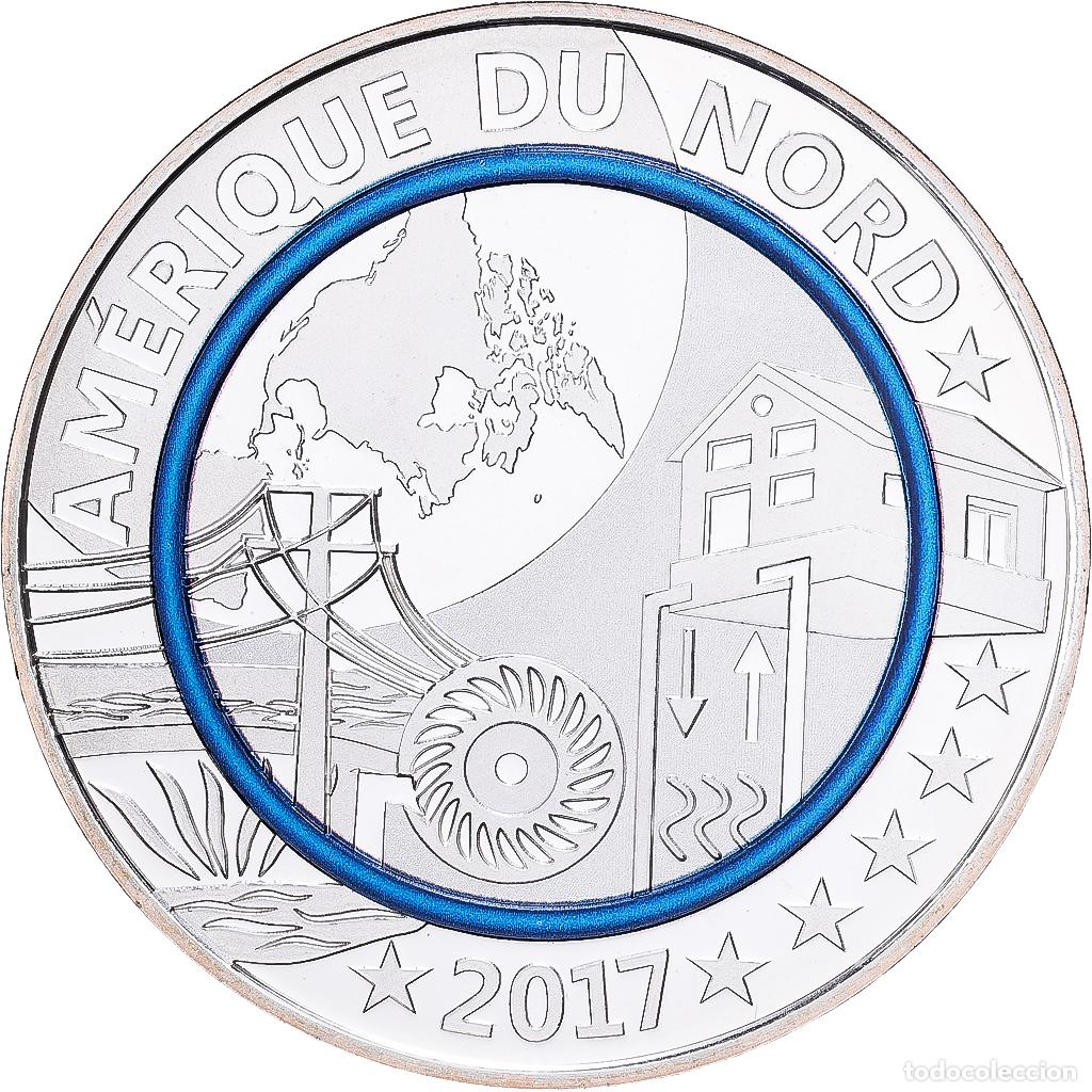 Medallas hist&oacute;ricas: [#1214293] Francia, medalla, Plan&egrave;te Bleue - Am&eacute;rique du Nord, 2017, Plata, FDC
