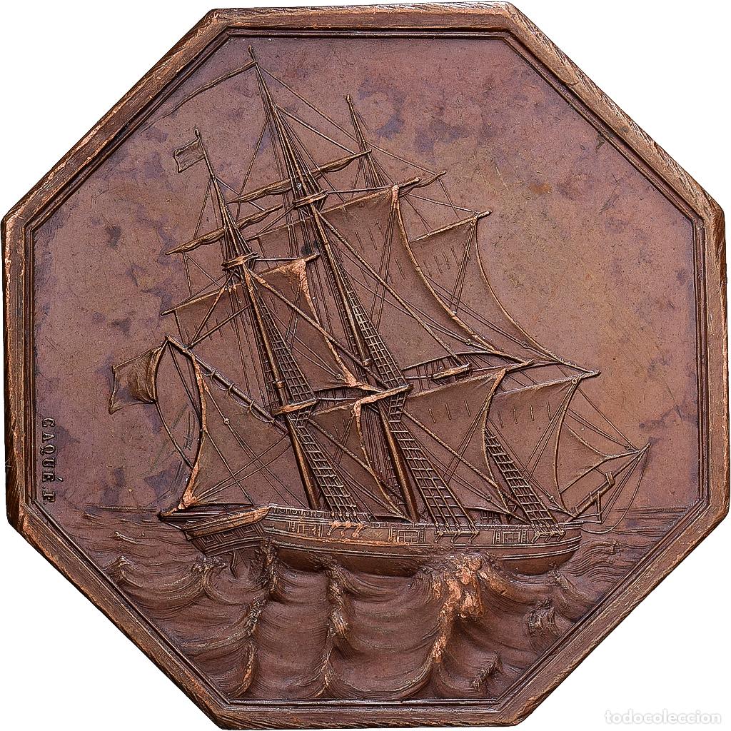 Medallas hist&oacute;ricas: [#1214345] Francia, zeton, Le Havre, Compagnie Commerciale d'Assurances Maritimes, Cobre