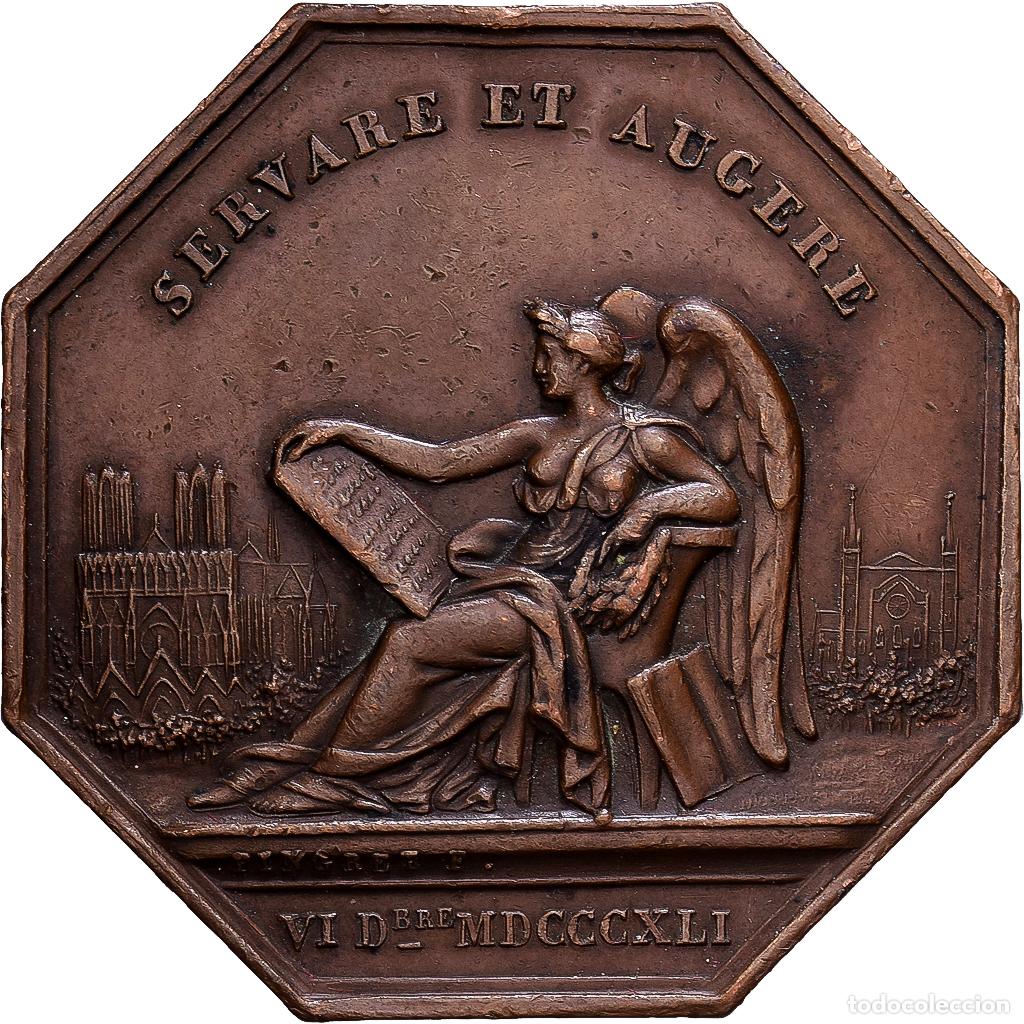 Medallas hist&oacute;ricas: [#1214346] Francia, zeton, Acad&eacute;mie de Reims, 1841, Cobre, Pingret, MBC+
