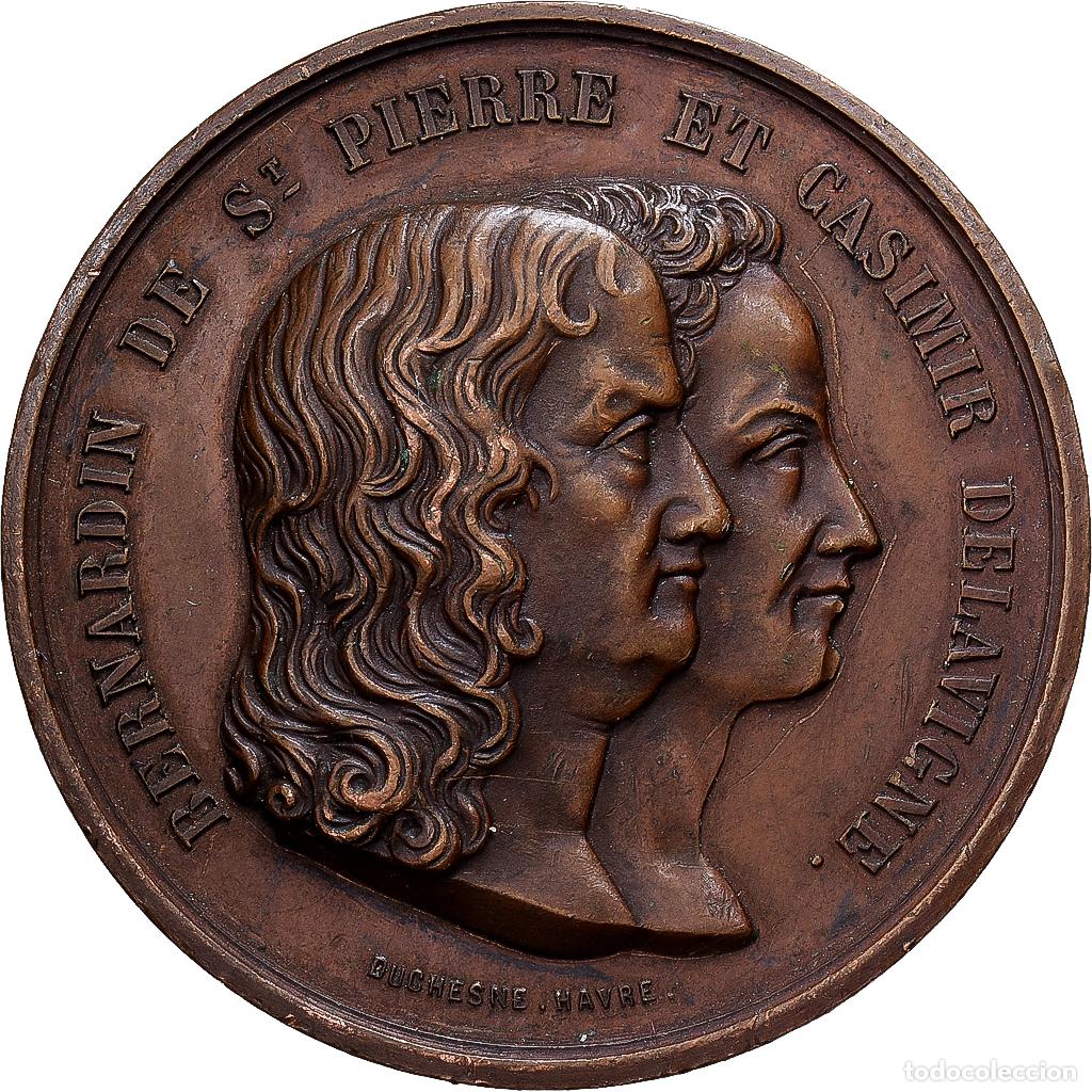 Medallas hist&oacute;ricas: [#1214352] Francia, medalla, Bernardin de Saint-Pierre et Casimir Delavigne, Bronce