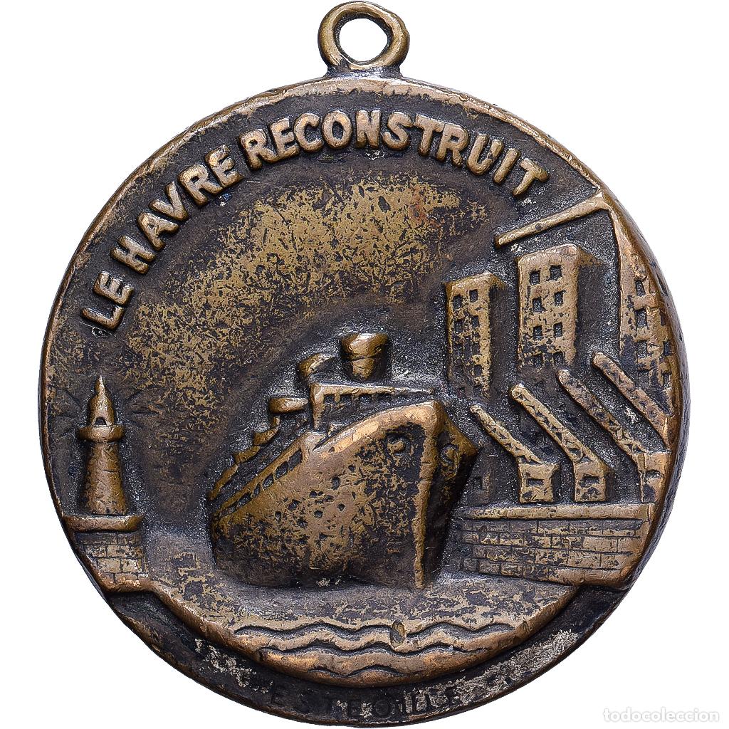 Medallas hist&oacute;ricas: [#1214368] Francia, medalla, Caisse de Cr&eacute;dit du Havre, 1955, Bronce, Esteoule, MBC