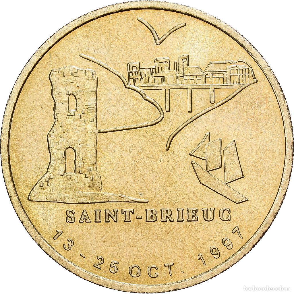 Medallas hist&oacute;ricas: [#1214465] Francia, zeton, Euro des Villes, 1 Euro Saint-Brieuc, 1997, Aluminio y
