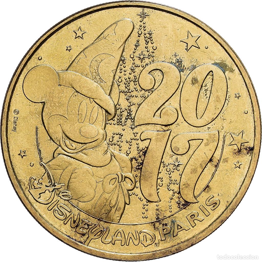 Medallas hist&oacute;ricas: [#1214453] Francia, zeton, 77/ Disneyland - Mickey Sorcier, 2017, Aluminio y cupron&iacute;quel
