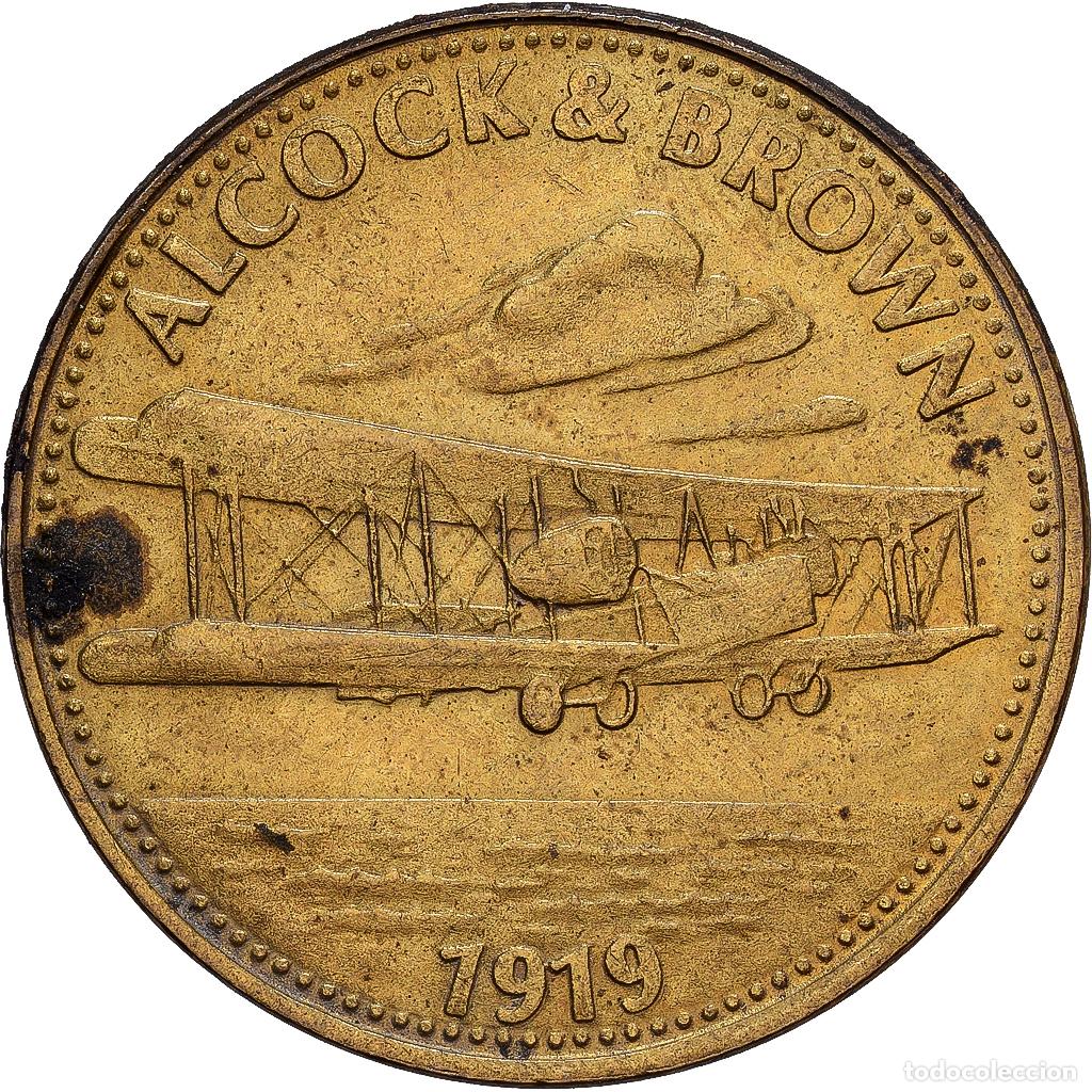 Medallas hist&oacute;ricas: [#1214491] Francia, zeton, Collection Shell, Alcock and Brown, Bronce - aluminio, MBC+