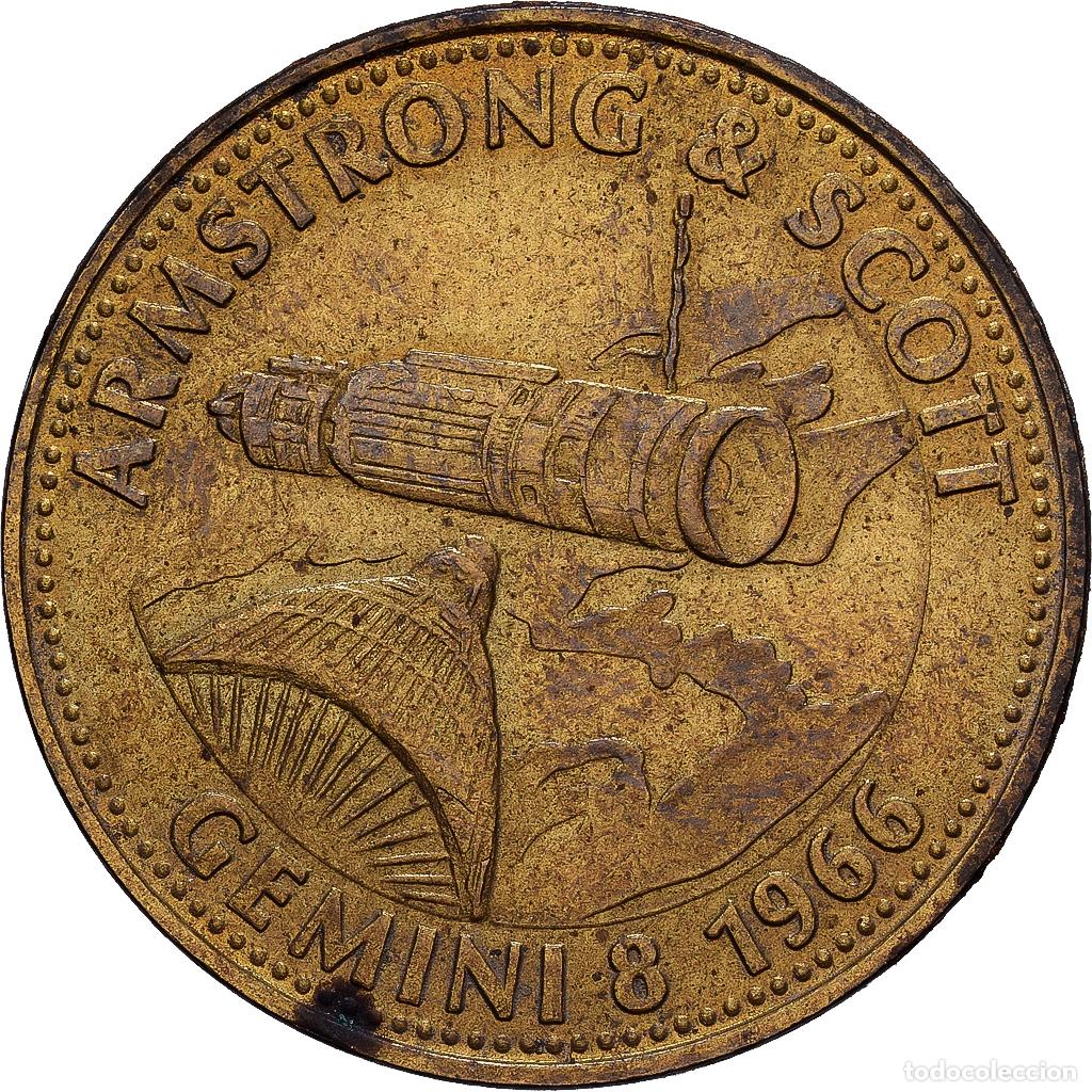 Medallas hist&oacute;ricas: [#1214483] Francia, zeton, Collection Shell, Amstrong et Scott, Gemini 8, Bronce -