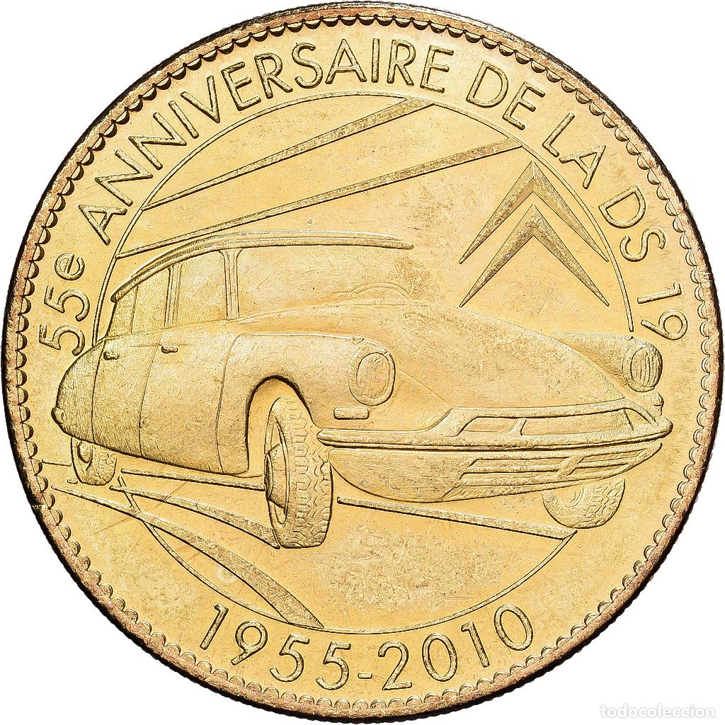 Medallas hist&oacute;ricas: [#1214467] Francia, zeton, 55&egrave;me Anniversaire de la DS 19, 2010, Aluminio y cupron&iacute;quel