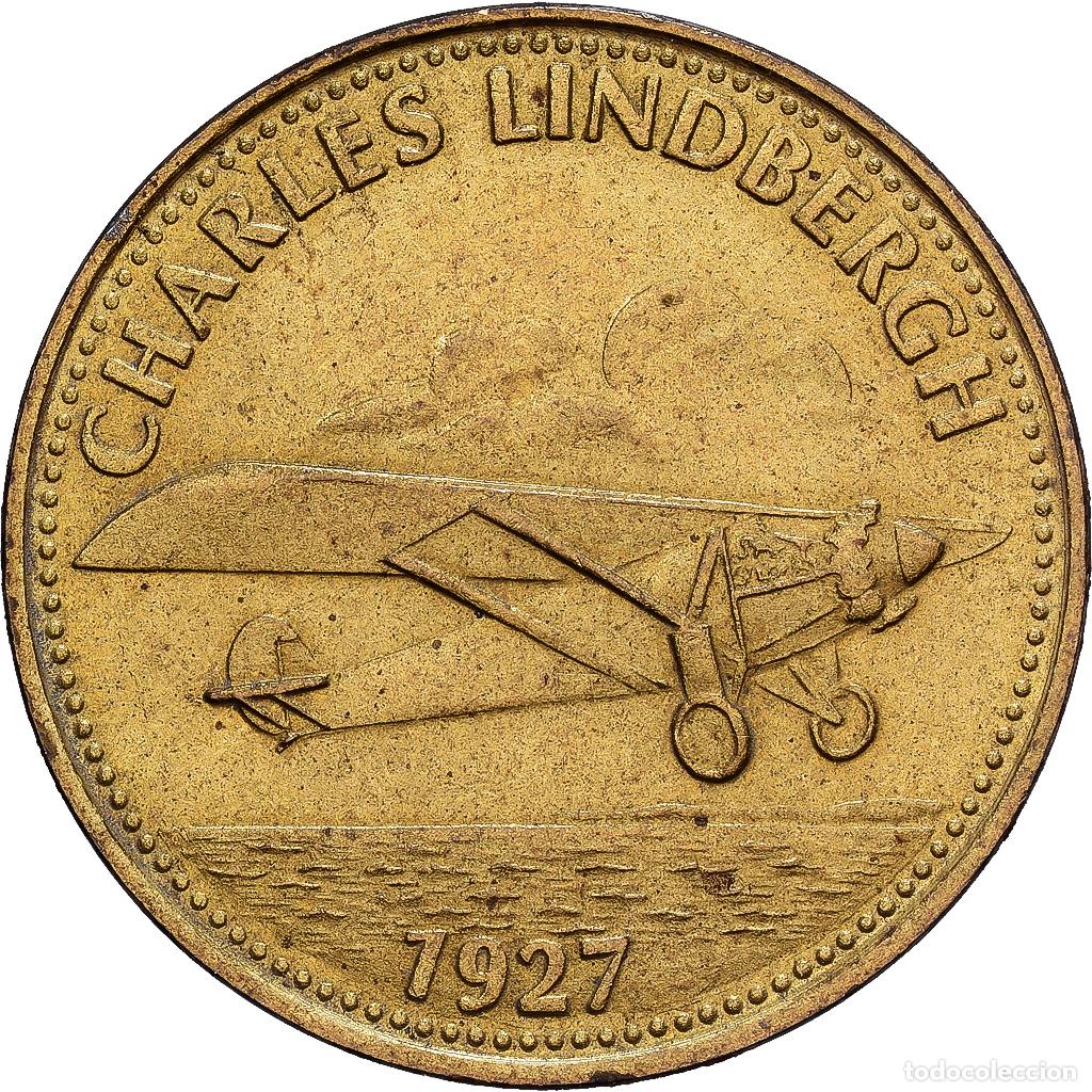 Medallas hist&oacute;ricas: [#1214486] Francia, zeton, Collection Shell, Charles Lindbergh, Bronce - aluminio, MBC+