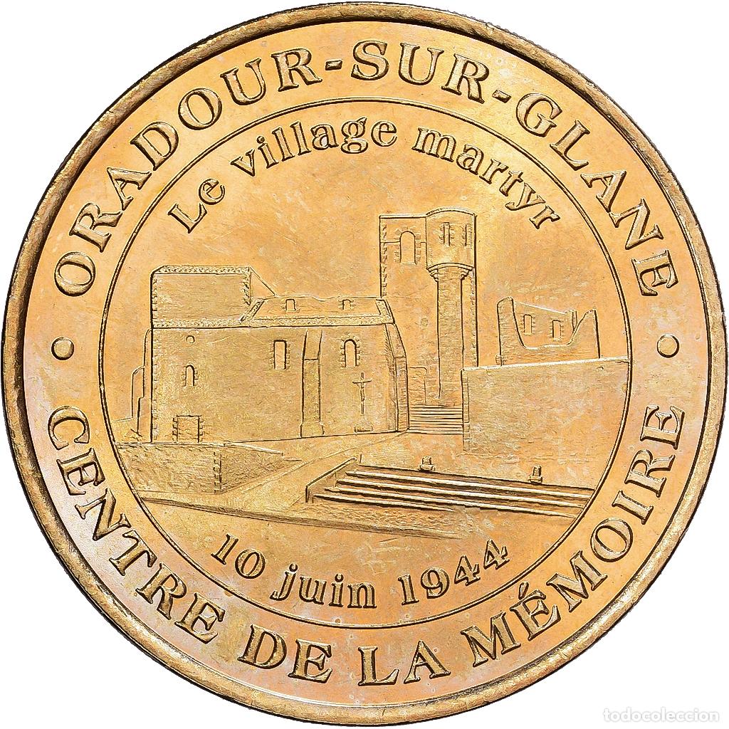 Medallas hist&oacute;ricas: [#1214466] Francia, zeton, Oradour-sur-Glane - Village martyr n&deg;1, 2001, Aluminio y