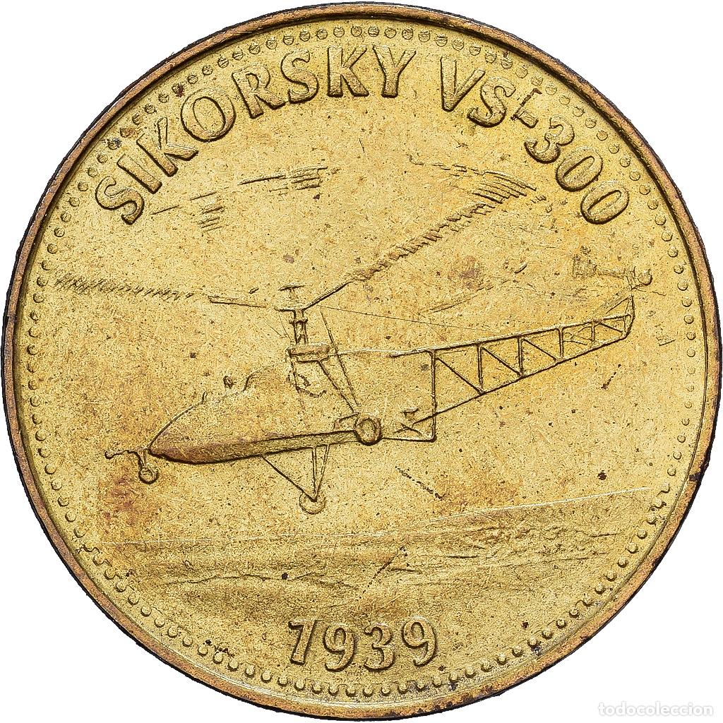 Medallas hist&oacute;ricas: [#1214496] Francia, zeton, Collection Shell, Sikorsky VS-300, Bronce - aluminio, MBC+