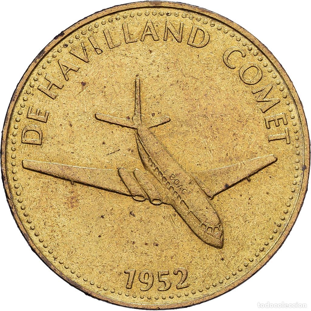 Medallas hist&oacute;ricas: [#1214494] Francia, zeton, Collection Shell, De Havilland Comet, Bronce - aluminio, MBC+