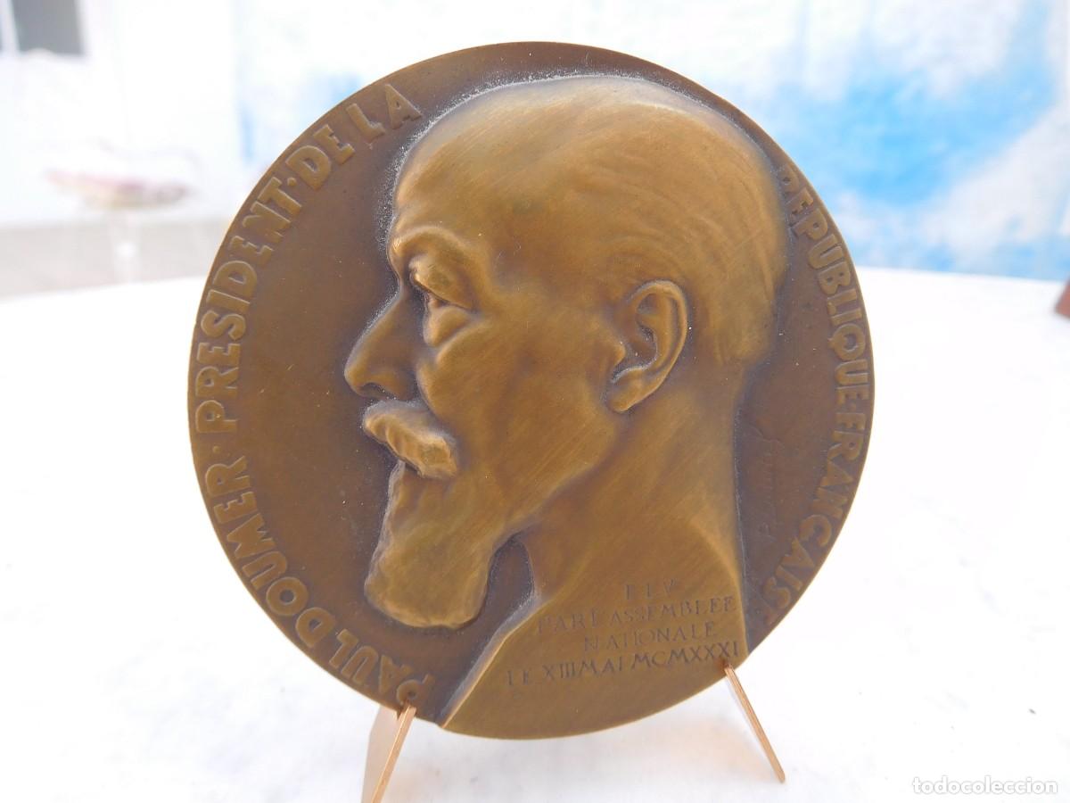 Medallas hist&oacute;ricas: Medalla antigua de bronce Paul Doumer president de la republique francaise. Paul Dautel