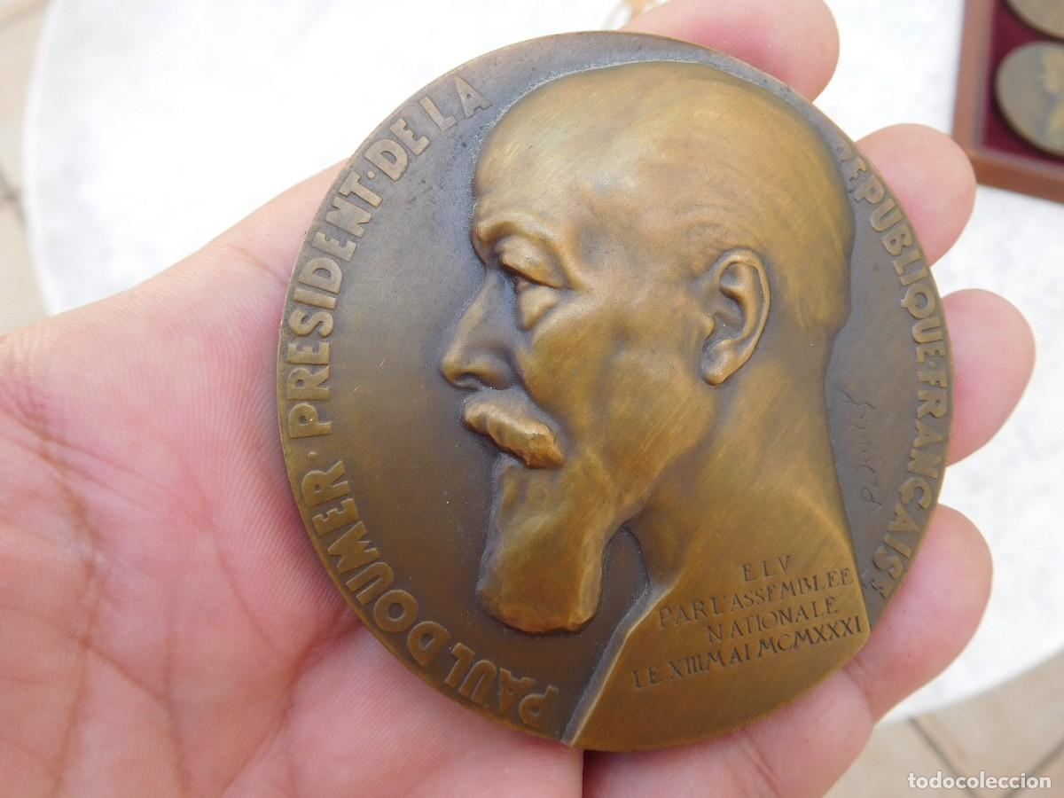 Medallas hist&oacute;ricas: Medalla antigua de bronce Paul Doumer president de la republique francaise. Paul Dautel