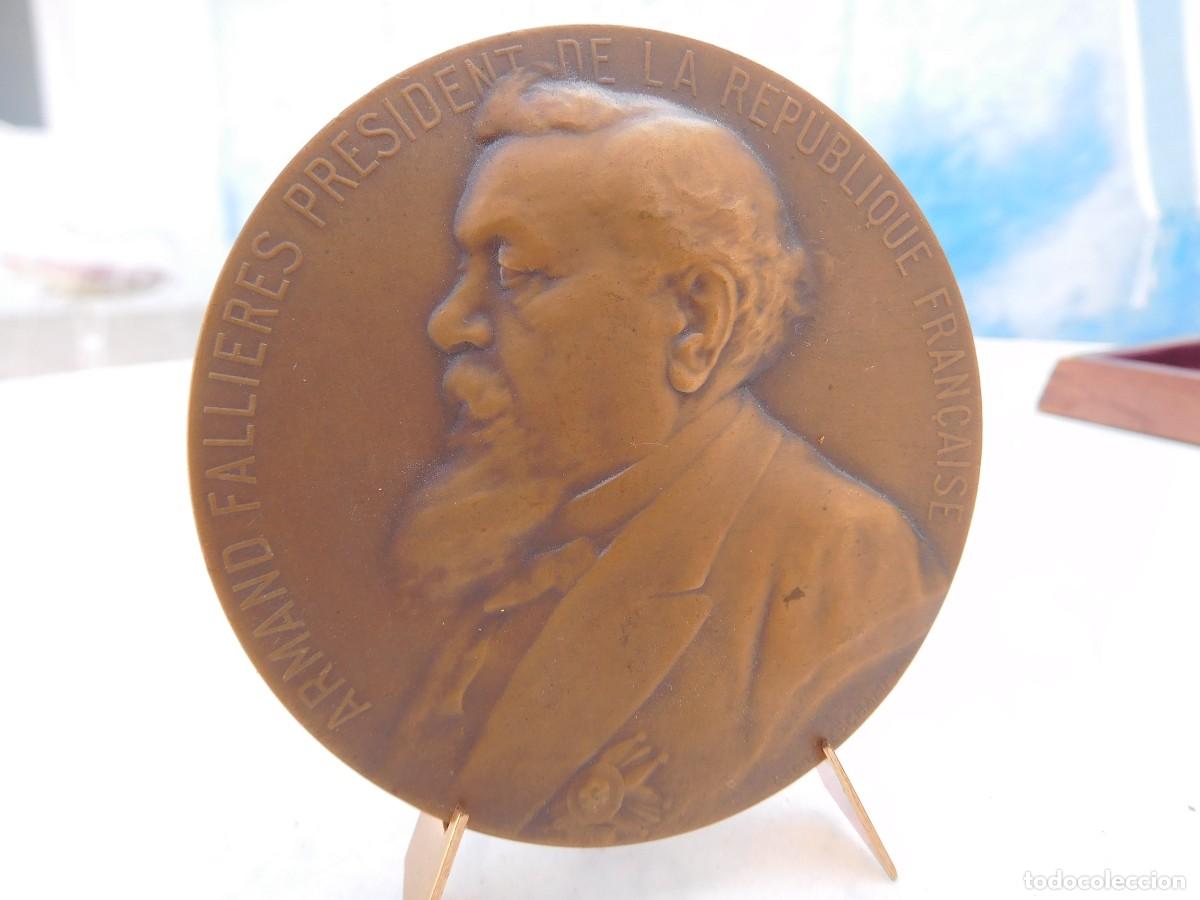 Medallas hist&oacute;ricas: Medalla antigua de bronce Armand Fallieres president de la republique francaise. Leon Deschamps