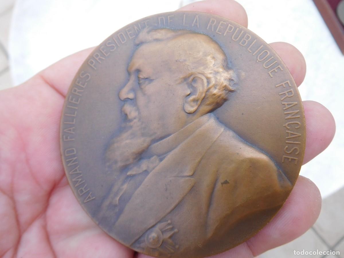 Medallas hist&oacute;ricas: Medalla antigua de bronce Armand Fallieres president de la republique francaise. Leon Deschamps
