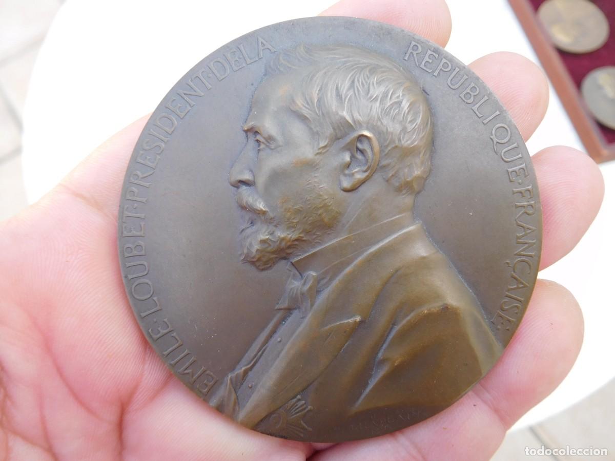 Medallas hist&oacute;ricas: Medalla antigua de bronce Emile Loubet president de la republique francaise. J.C. Chaplain 1899