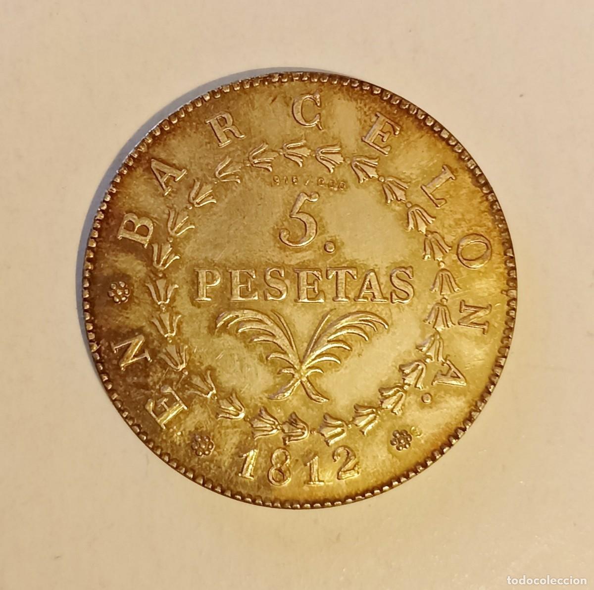 Medallas hist&oacute;ricas: MEDALLA BARCELONA 5 PESETAS 1812 - PLATA