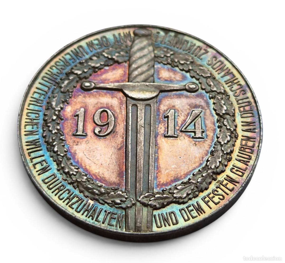 Medallas hist&oacute;ricas: Alemania. Guillermo II. Medalla. A&ntilde;o 1914. Ag. Peso:18.2 gr. SC p&aacute;tina. Bell&iacute;sima. Brillo original