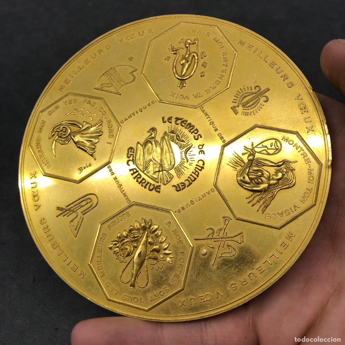 Medallas hist&oacute;ricas: MEDALLA FRANCESA - MEDALLA DEL VOTO DE LA QUINTA REP&Uacute;BLICA - DE BRONZE DORADO - 10 CM &Oslash; / 1721