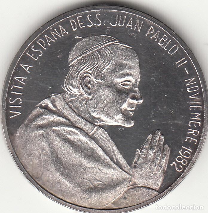 Medallas hist&oacute;ricas: MEDALLA 1982: VISITA JUAN PABLO II ESPA&Ntilde;A - 400 ANIV. TERESA AVILA / PLATA