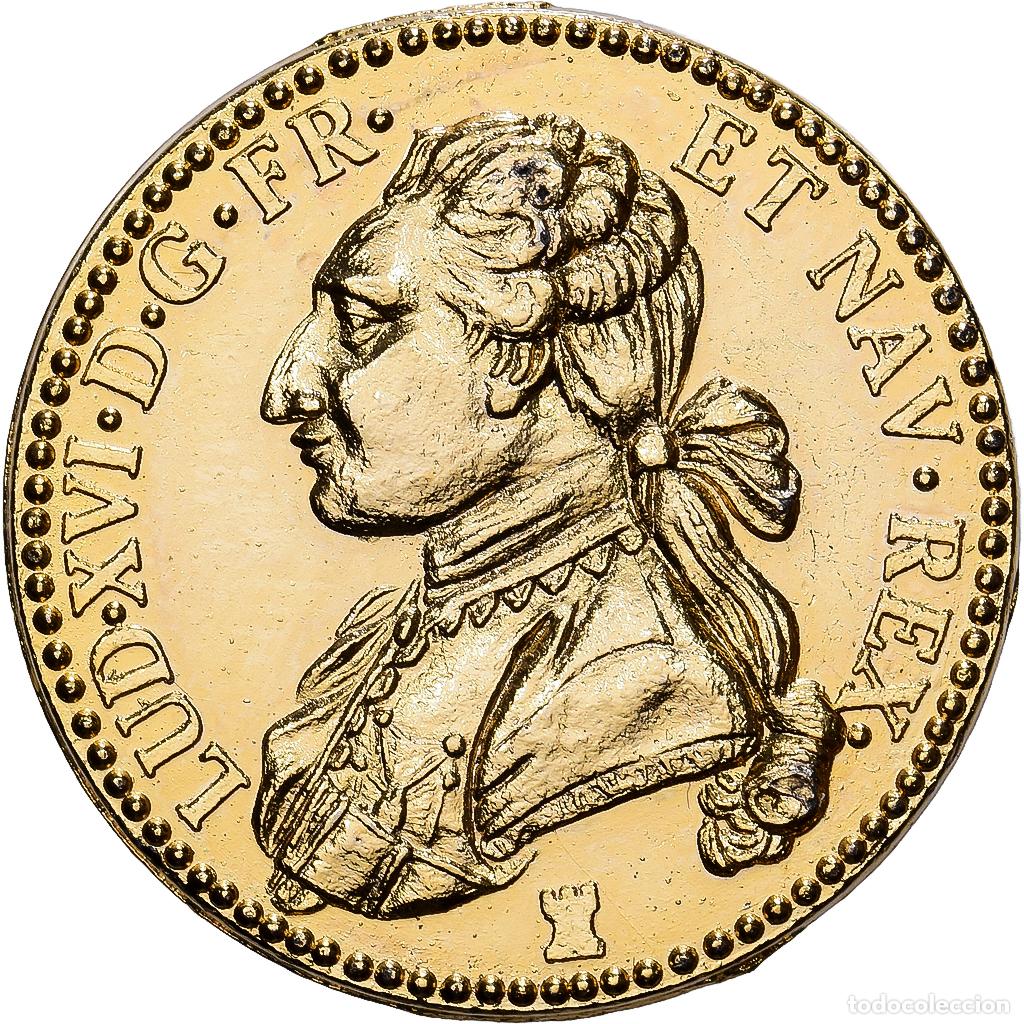 Medallas hist&oacute;ricas: [#1214557] Francia, zeton, Reproduction, Double Louis d&rsquo;or au buste habill&eacute;, Pl&aacute;stico
