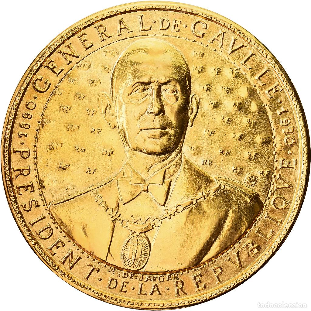 Medallas hist&oacute;ricas: [#1215047] Francia, medalla, Hommage au G&eacute;n&eacute;ral de Gaulle, La Boisserie, Bronce dorado