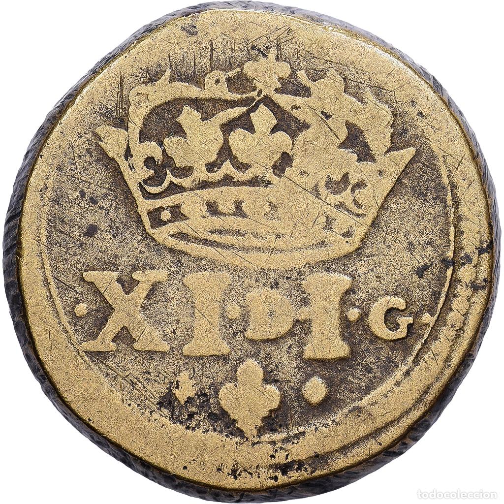 Medallas hist&oacute;ricas: [#1214724] Francia, Poids Mon&eacute;taire, Louis XIII, Franc de Forme Circulaire, Lat&oacute;n, BC+