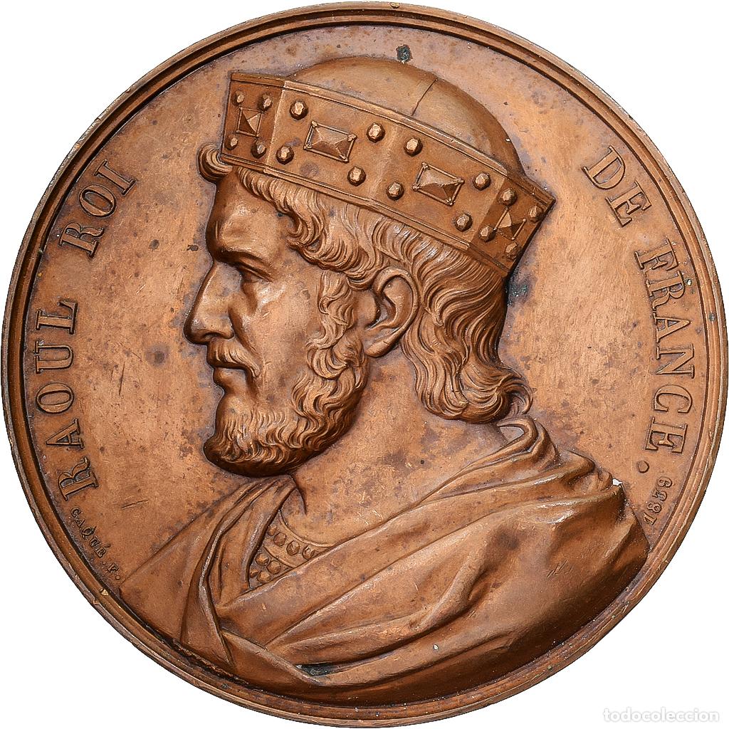 Medallas hist&oacute;ricas: [#1214978] Francia, medalla, Les rois de France, Raoul, 1839, Bronce, Caqu&eacute;, MBC+
