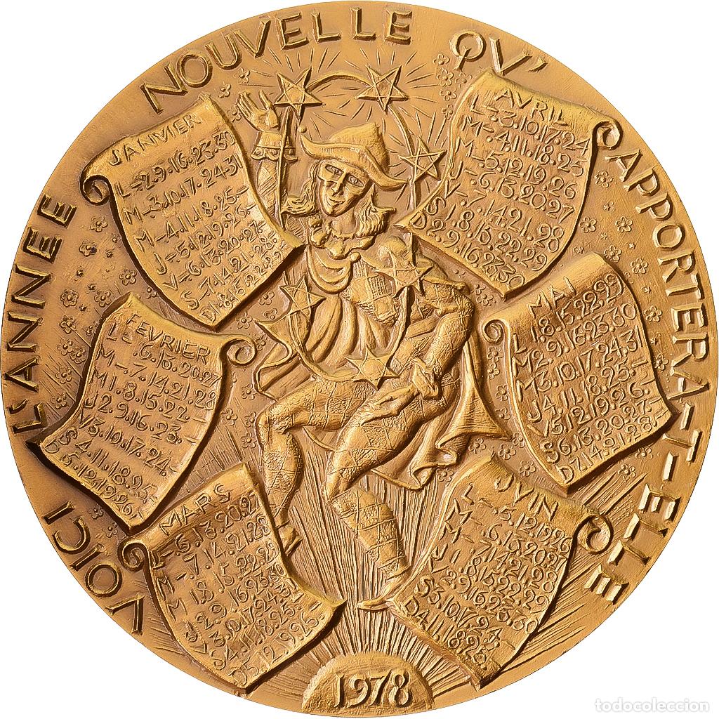 Medallas hist&oacute;ricas: [#1215006] Francia, medalla, Calendrier, Nouvelle Ann&eacute;e, 1978, Bronce, Tschudin, SC