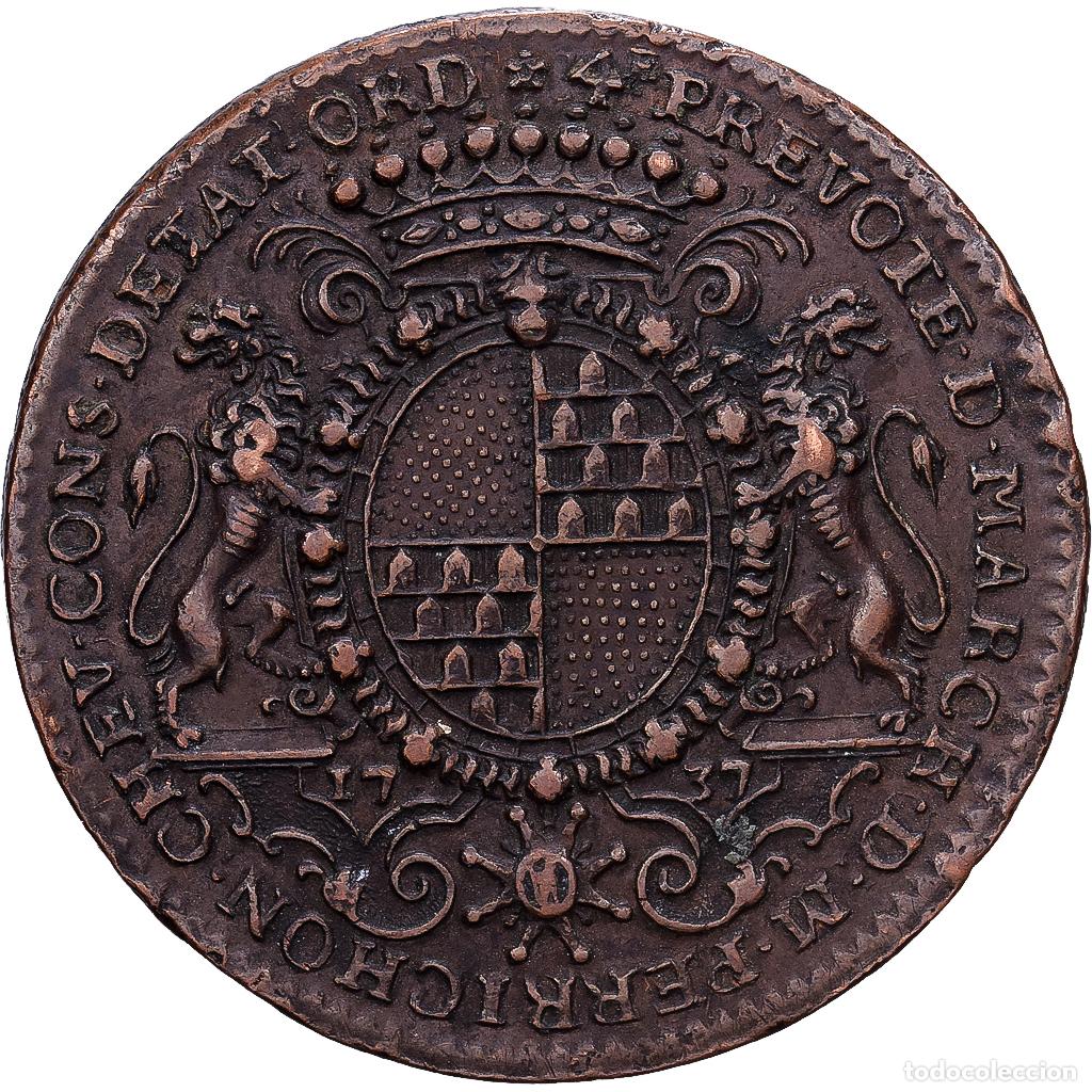 Medallas hist&oacute;ricas: [#1214600] Francia, zeton, Lyon, Camille Perrichon, quatri&egrave;me pr&eacute;v&ocirc;t&eacute;, 1737, Cobre