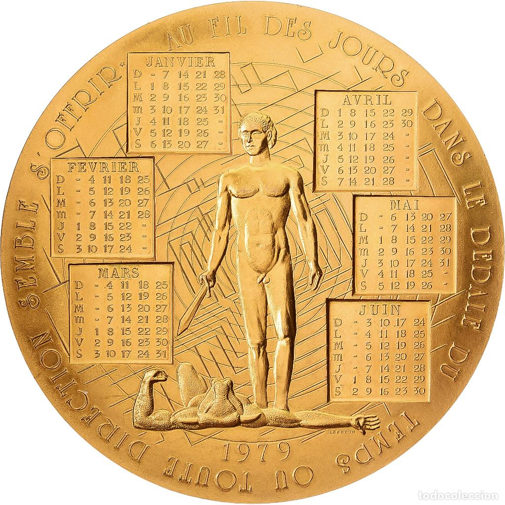 Medallas hist&oacute;ricas: [#1215007] Francia, medalla, Calendrier, Nouvelle Ann&eacute;e, Ariane-Th&eacute;s&eacute;e, 1979, Bronce