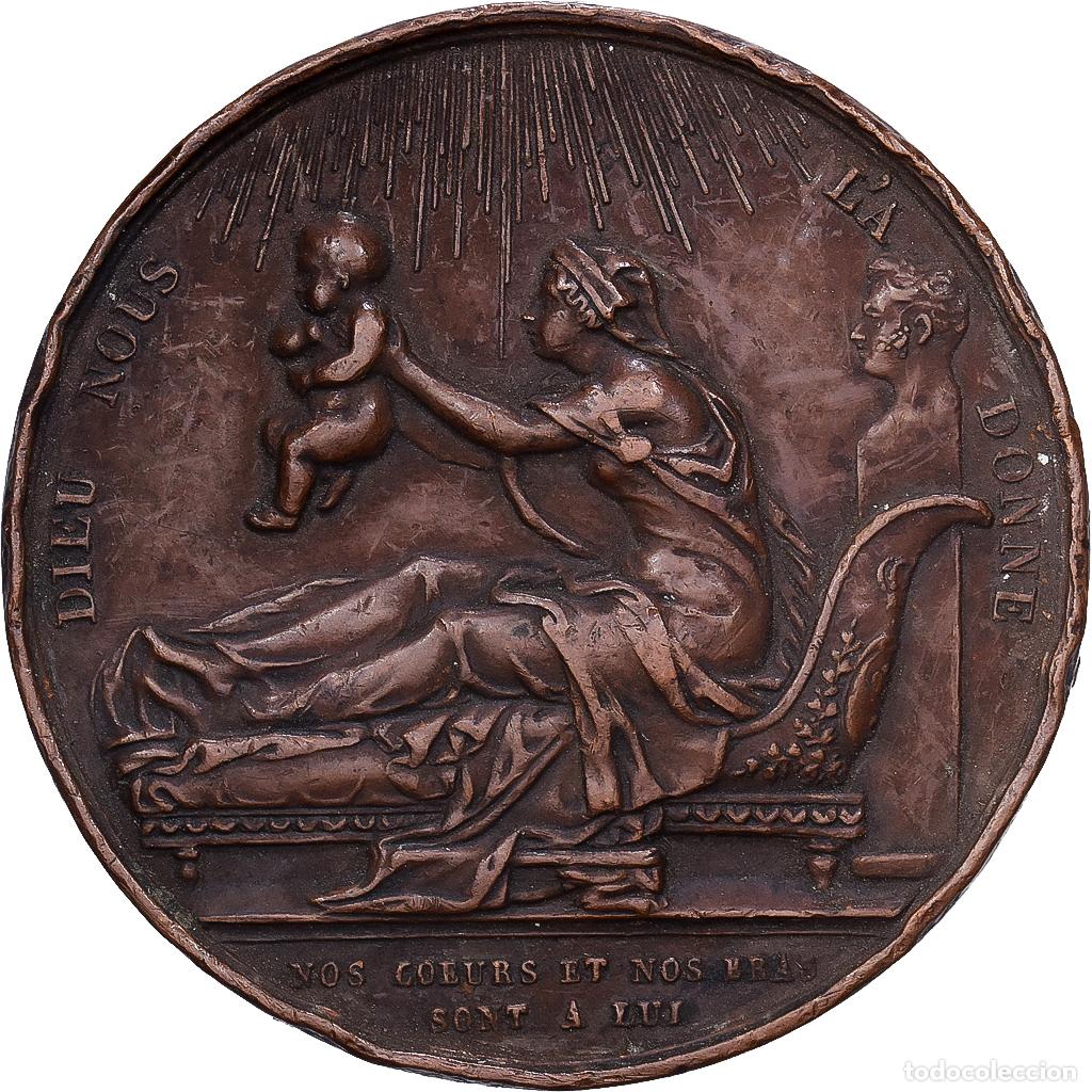 Medallas hist&oacute;ricas: [#1214580] Francia, medalla, Naissance de Henri Duc de Bordeaux, 1820, Bronce, Gayrard, MBC