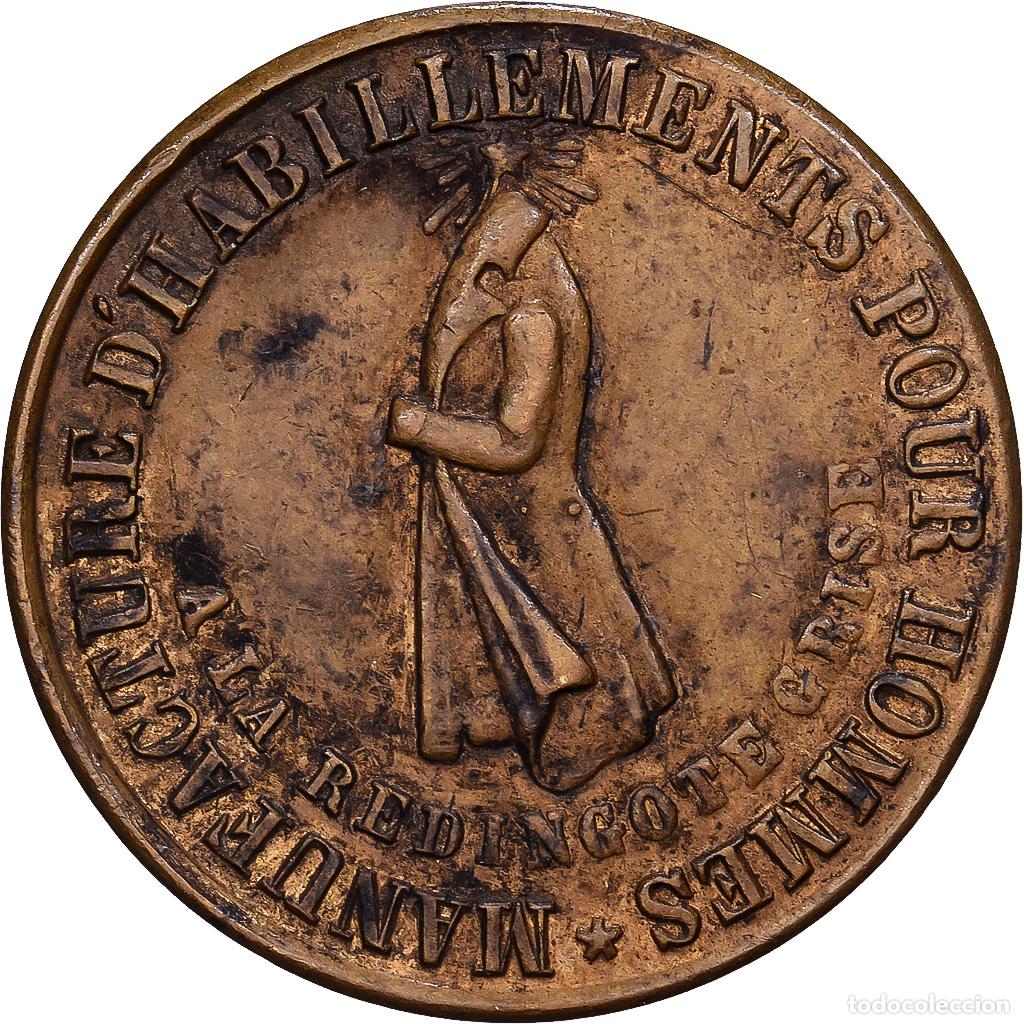 Medallas hist&oacute;ricas: [#1214583] Francia, zeton, A la Redingote Grise, Manufacture d'Habillement, Paris, Lat&oacute;n