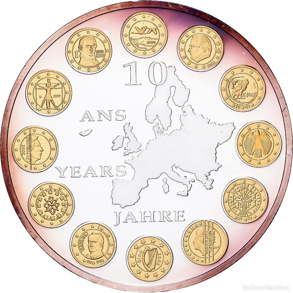 Medallas hist&oacute;ricas: [#1214808] Francia, medalla, 10 ans de l'Euro, Copper Plated Silver, FDC