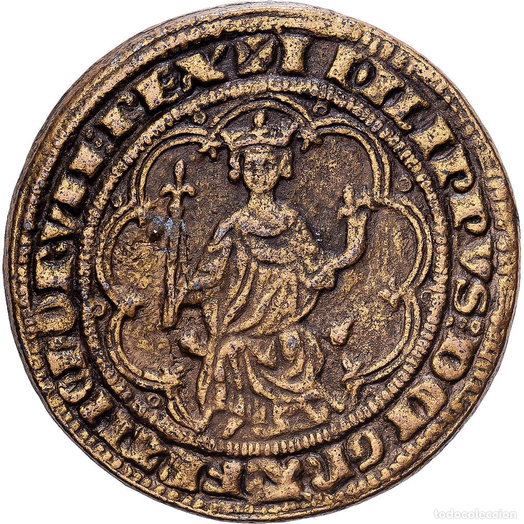 Medallas hist&oacute;ricas: [#1214898] Francia, zeton, Collection BP, Masse d'Or Philippe le Bel, Cobre, MBC+