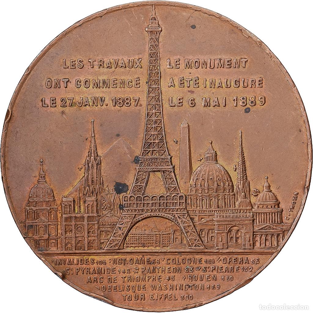 Medallas hist&oacute;ricas: [#1214967] Francia, medalla, Souvenir d'Ascension de la Tour Eiffel, 1889, Cobre, Trotin
