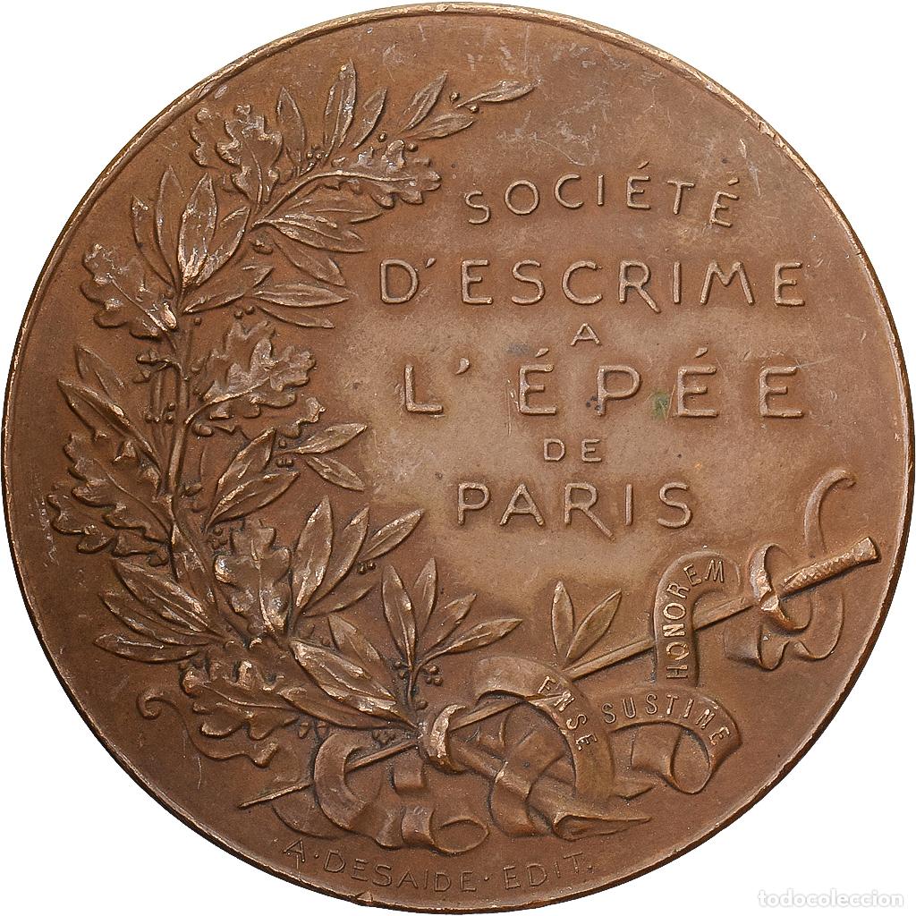 Medallas hist&oacute;ricas: [#1215076] Francia, medalla, Soci&eacute;t&eacute; d'Escrime &agrave; l'Ep&eacute;e de Paris, Bronce, Desaide, MBC+