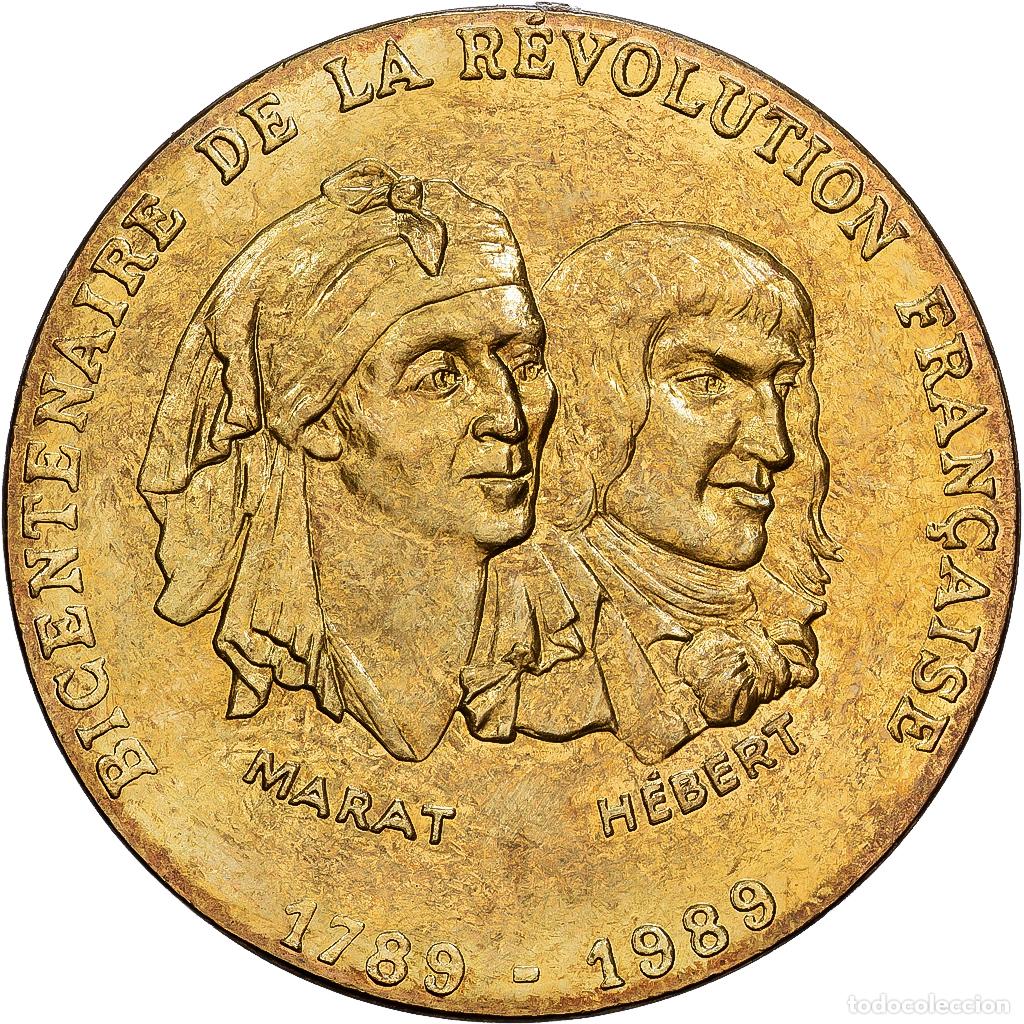 Medallas hist&oacute;ricas: [#1215135] Francia, medalla, R&eacute;volution Fran&ccedil;aise, Marat / H&eacute;bert, Aluminio y