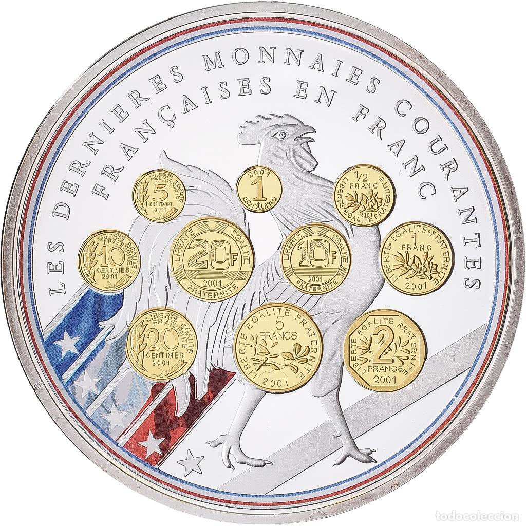 Medallas hist&oacute;ricas: [#1526746] Francia, medalla, 10 ans d'adieu au Franc, Les dernieres monnaies courantes