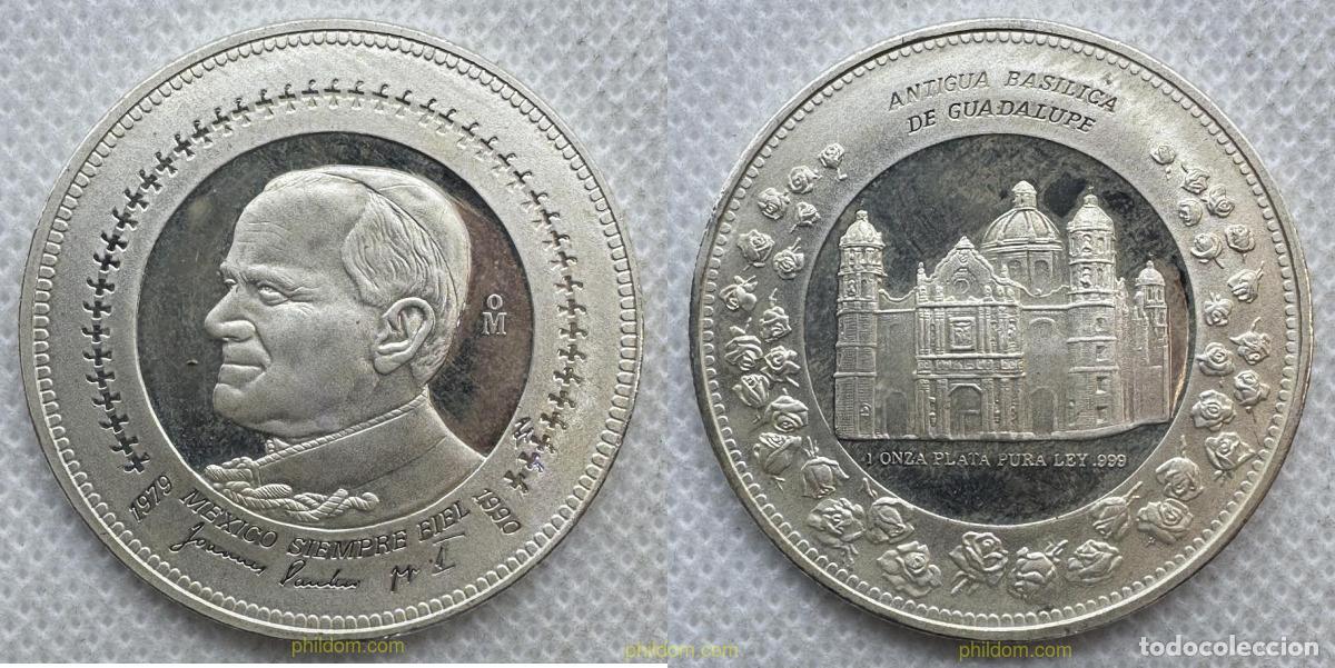 Medallas hist&oacute;ricas: MEDALLA M&Eacute;XICO 1990 JUAN PABLO II ANTIGUA BAS&Iacute;LICA DE GUADALUPE