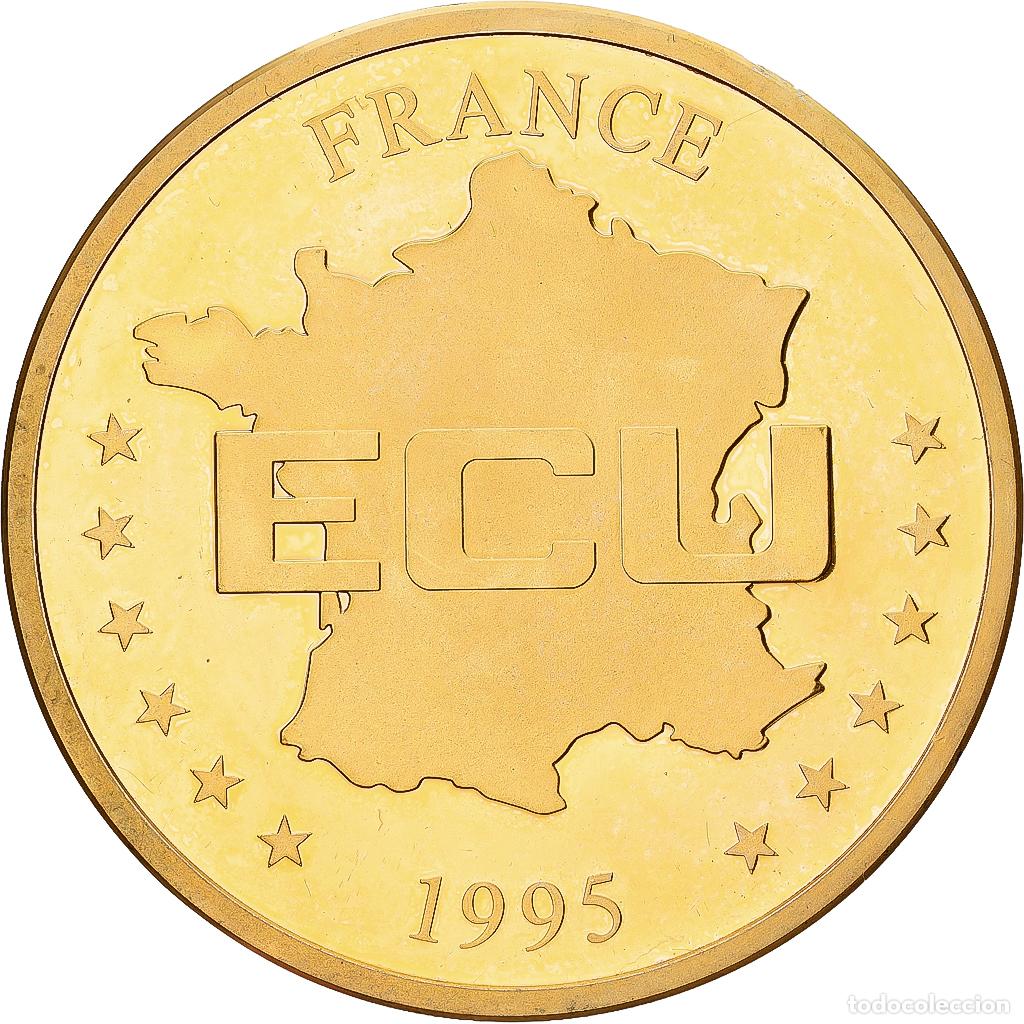 Medallas hist&oacute;ricas: [#1224120] Francia, medalla, 1995, Gold plated brass, Communaut&eacute; Europ&eacute;ene, SC